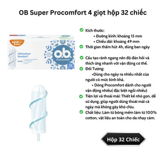 Băng Vệ Sinh Tampon Ob - Đức, Thấm Hút Tốt, Có Cánh Chống Tràn Hút Cục Đông, Tiện Lợi Đi Bơi,ThểThao