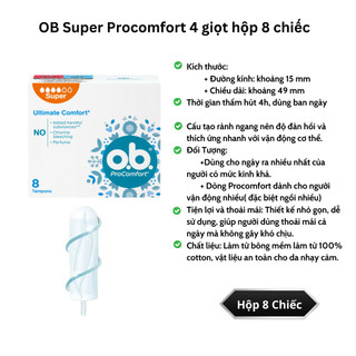Băng Vệ Sinh Tampon Ob - Đức, Thấm Hút Tốt, Có Cánh Chống Tràn Hút Cục Đông, Tiện Lợi Đi Bơi,ThểThao
