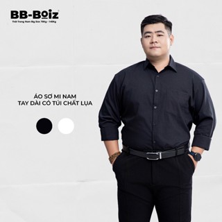[BigSize] Áo Sơ Mi Nam Tay Dài, Tay Ngắn BB-Boiz có TÚI màu trắng & đen chất lụa Form BigSize 80kg đến 140kg.