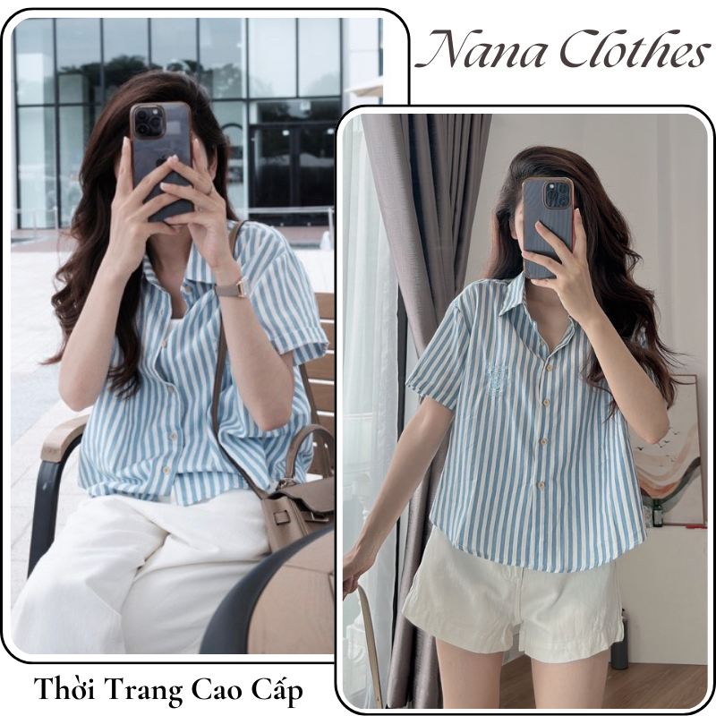 Áo sơ mi nữ chất cotton mát mẻ mặc mùa hè phong cách thời trang Nana Clothes, áo croptop trẻ trung cá tính D1599