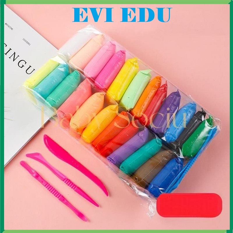 Đất sét nặn tự khô 12 màu siêu nhẹ / Đất nặn khô kèm dụng cụ cắt