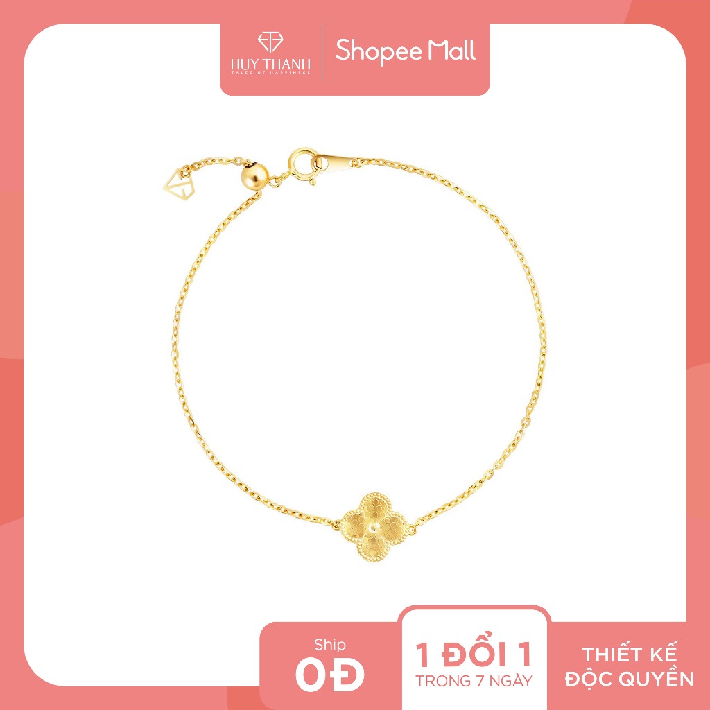 Lắc Tay Vàng Vàng 14K Thiết Kế Họa Tiết Đơn Giản Lấp Lánh LBZ008 Huy Thanh Jewelry