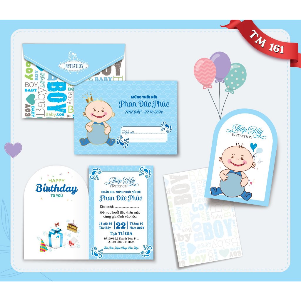 THIỆP SINH NHẬT BÉ TRAI IN HOÀN THIỆN. COMBO 50 THIỆP