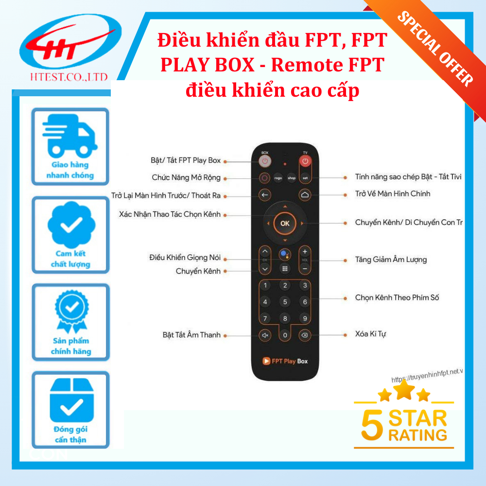 Điều khiển đầu FPT, FPT PLAY BOX - Remote FPT điều khiển cao cấp