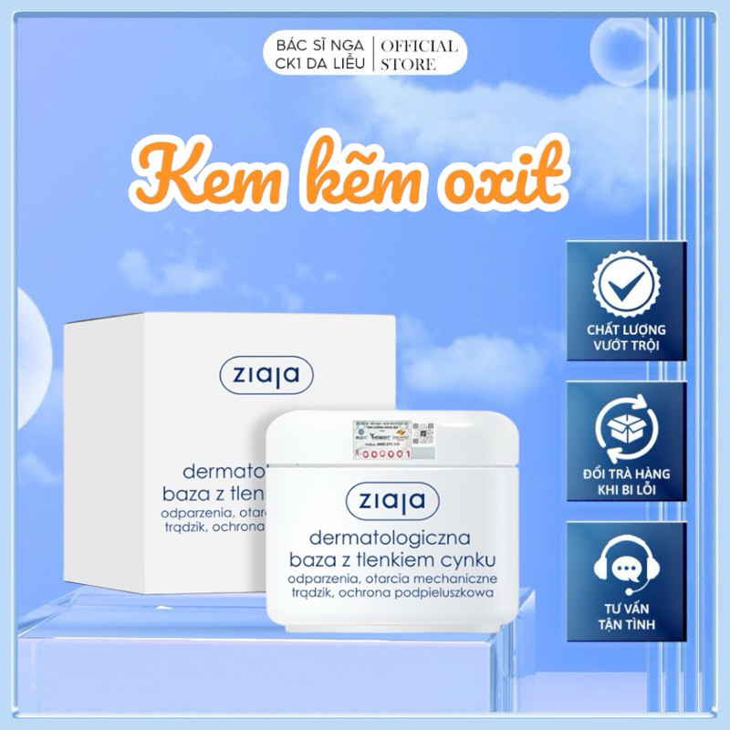 Kem bôi hăm Kẽm oxit Ziaja 13% Ziaja Dermatological Base with Zinc Oxide 80g
