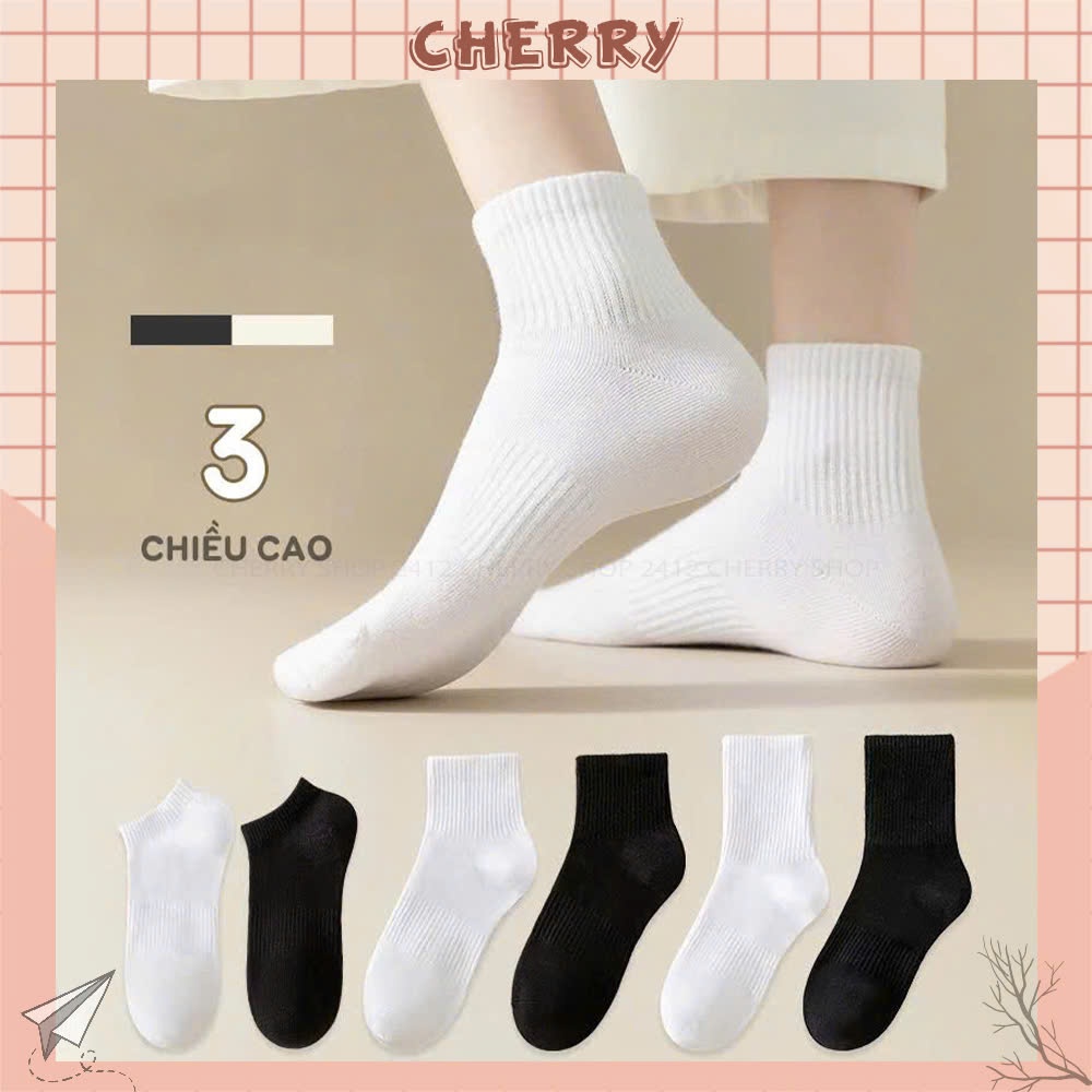 Tất vớ nữ chất liệu cotton thoáng khí, phong cách Hàn Quốc hiện đại - Cherry Shop