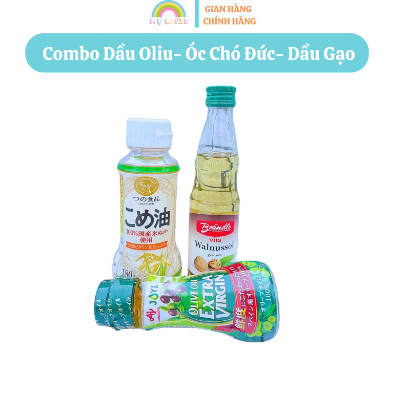 Combo 3 Chai Dầu Cho Bé Ăn Dặm ( Óc Chó, Oliu, Dầu Gạo)