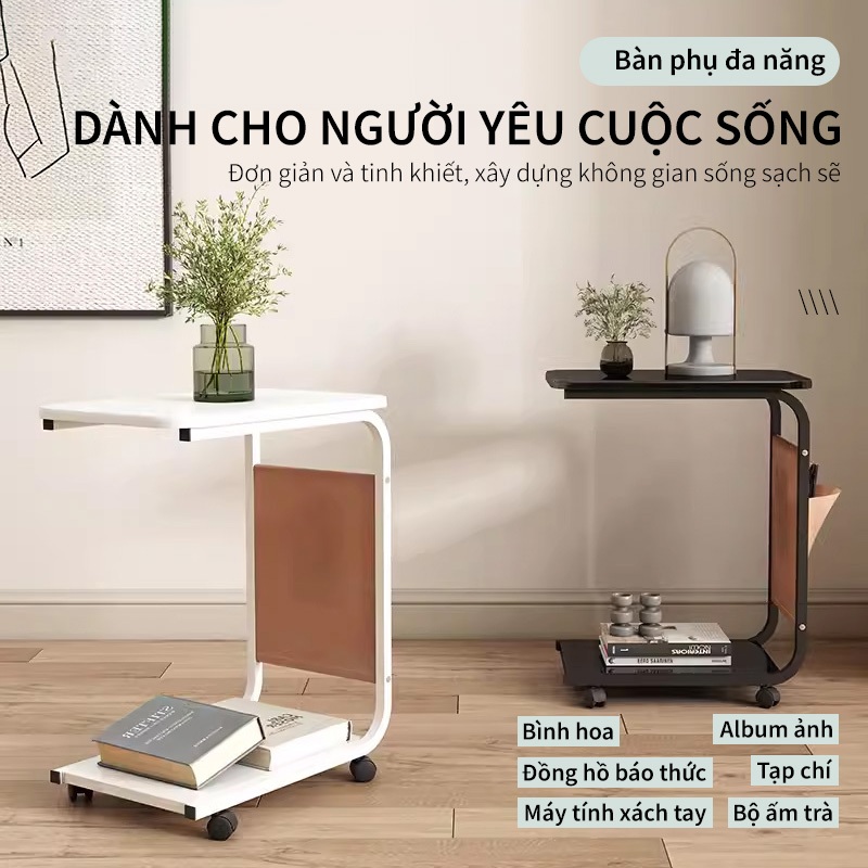 Bàn Trà Sofa Chữ U Bàn Ăn Mini Có Bánh Xe Di Chuyển Kệ Đầu Giường Bàn Trà Nhỏ Di Động Đa Năng | BigBuy360 - bigbuy360.vn