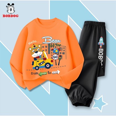 Đồ bộ thu đông dài tay bé trai BOBDOG quần áo chất thun cotton mềm mịn in hình cute -TW-BDO92-BDQ10