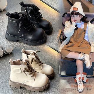 Giày bốt cao cổ trẻ em - Bốt da PU mềm dây buộc cho bé trai bé gái chống trơn phong cách thời trang năng động B916