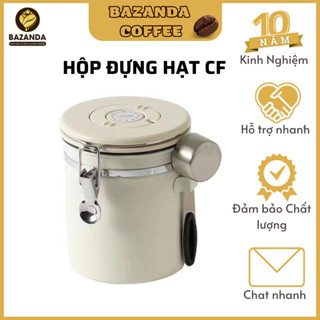 Hộp đựng hạt cà phê 1200/1500/1800ml, ngũ cốc, hút chân không, Inox đóng kín tiện lợi, có thìa