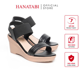 Giày Sandal Nữ Đế Xuồng PU Siêu Nhẹ Cao 7cm Hanatabi Quai Ngang Hậu Thun (35-39) Mã HNSDX7F1088