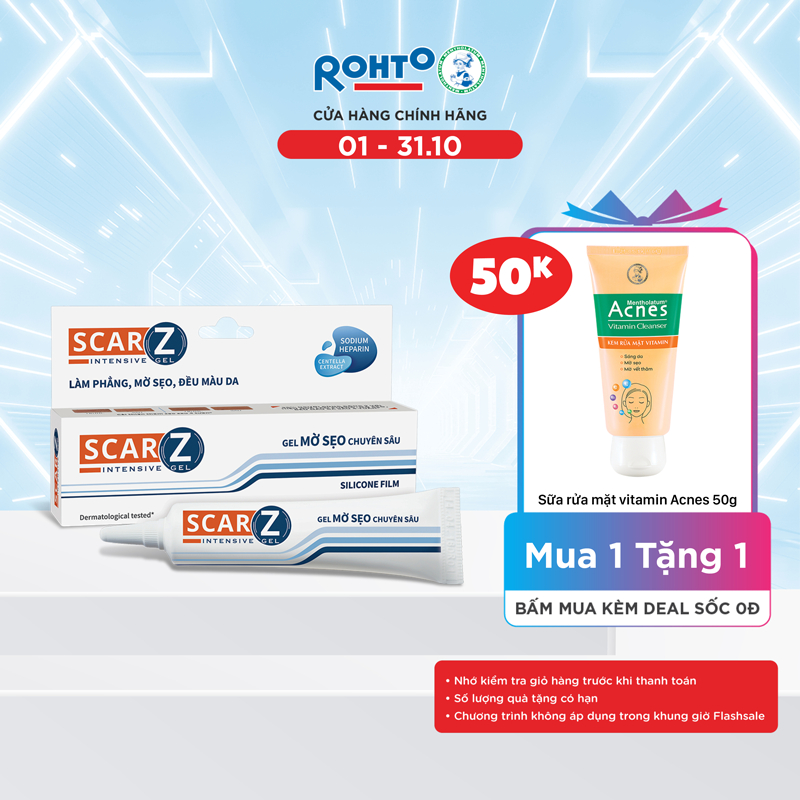 Kem mờ sẹo, liền sẹo chuyên sâu Scarz Intensive Gel 9g ( dạng gel)