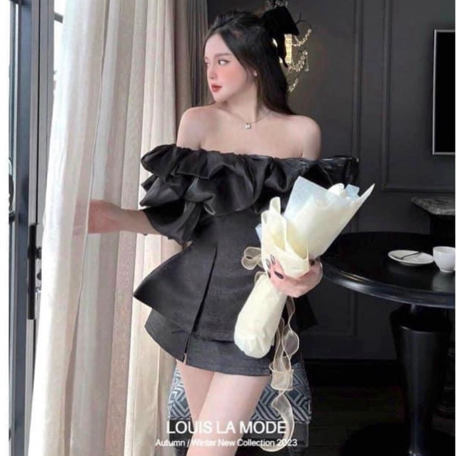 Sét váy trễ vai tacta  tiểu thư