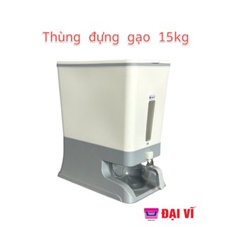 Thùng Đựng Gạo, Ngũ Cốc Thông Minh Tiện Ích 15kg, có Cốc Đong Gạo, Nút Bấm Lấy Gạo Tự Đông và Ngăn Hương Liệu Khử Ẩm Mốc
