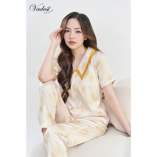 Đồ Bộ Ngủ Pijama Nữ VADESI Lụa Cao Cấp Cổ Sen 2 Lớp Trẻ Trung Quần Dài Áo Cộc  Mặc Nhà Đẹp Mềm Mịn Thấm Hút Thoáng Mát