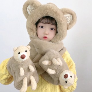  Mũ len kèm khăn và bao tay 3in1 cho bé trai bé gái chất lông thỏ mịn cực ấm trend 2025 