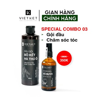 [SPECIAL COMBO 03] Dầu Gội Bồ Kết Hà Thủ Ô 250ml + Hydrosol Vỏ Bưởi 100ml VIETKET - Gội đầu, chăm sóc tóc