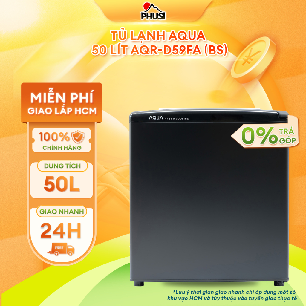 AQR-D59FA Tủ lạnh Aqua 50 lít AQR-D59FA (BS) - [MIỄN PHÍ GIAO LẮP HCM]