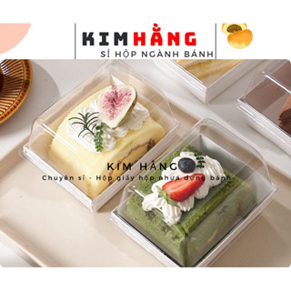 50 Hộp kraft E1209 , hộp giấy kraft đựng bánh bông lan cuộn cắt lát , hộp kraft nắp cao đựng bánh bento , bánh crep,..