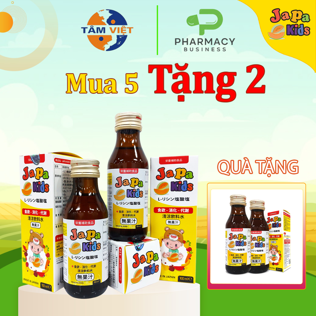 [ Combo 5 tặng 2 ] siro ăn ngon Japa Kids giúp bé ăn ngon tăng cân đều chai 100ml chính hãng