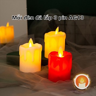 Nến điện tử tim lắc kiểu sáp chảy .Dùng 3 viên pin AG13 [LẮP SẴN PIN]