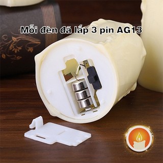 Nến điện tử tim lắc kiểu sáp chảy .Dùng 3 viên pin AG13 [LẮP SẴN PIN]