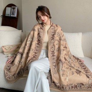  Khăn Choàng Cổ Chất Liệu Dạ Cashmere Cao Cấp Phối Họa Tiết Thổ Cẩm Sang Trọng    65 x 185 cm  k22 