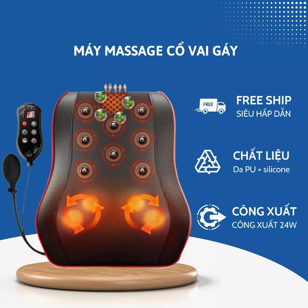 Gối massage vai gáy toàn thân đa năng cao cấp, Máy massage vai gáy thế hệ mới nhất - HKDOTI