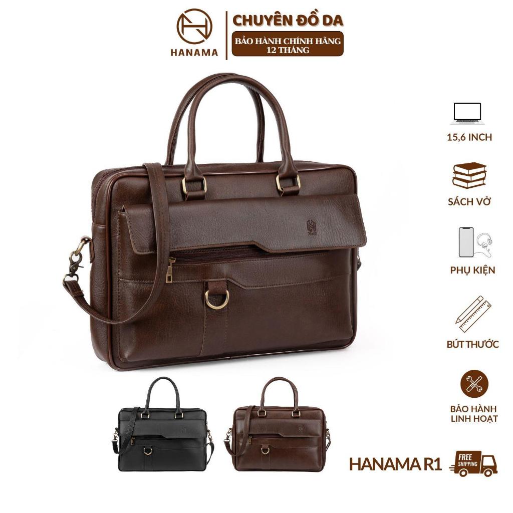 Túi công sở Dabag cao cấp HN R1 da PU hai mầu nâu - đen khóa kẽm mạ Đồng