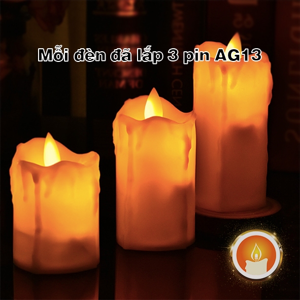 Nến điện tử tim lắc .Dùng 3 viên pin Ag13 [LẮP SẴN PIN]