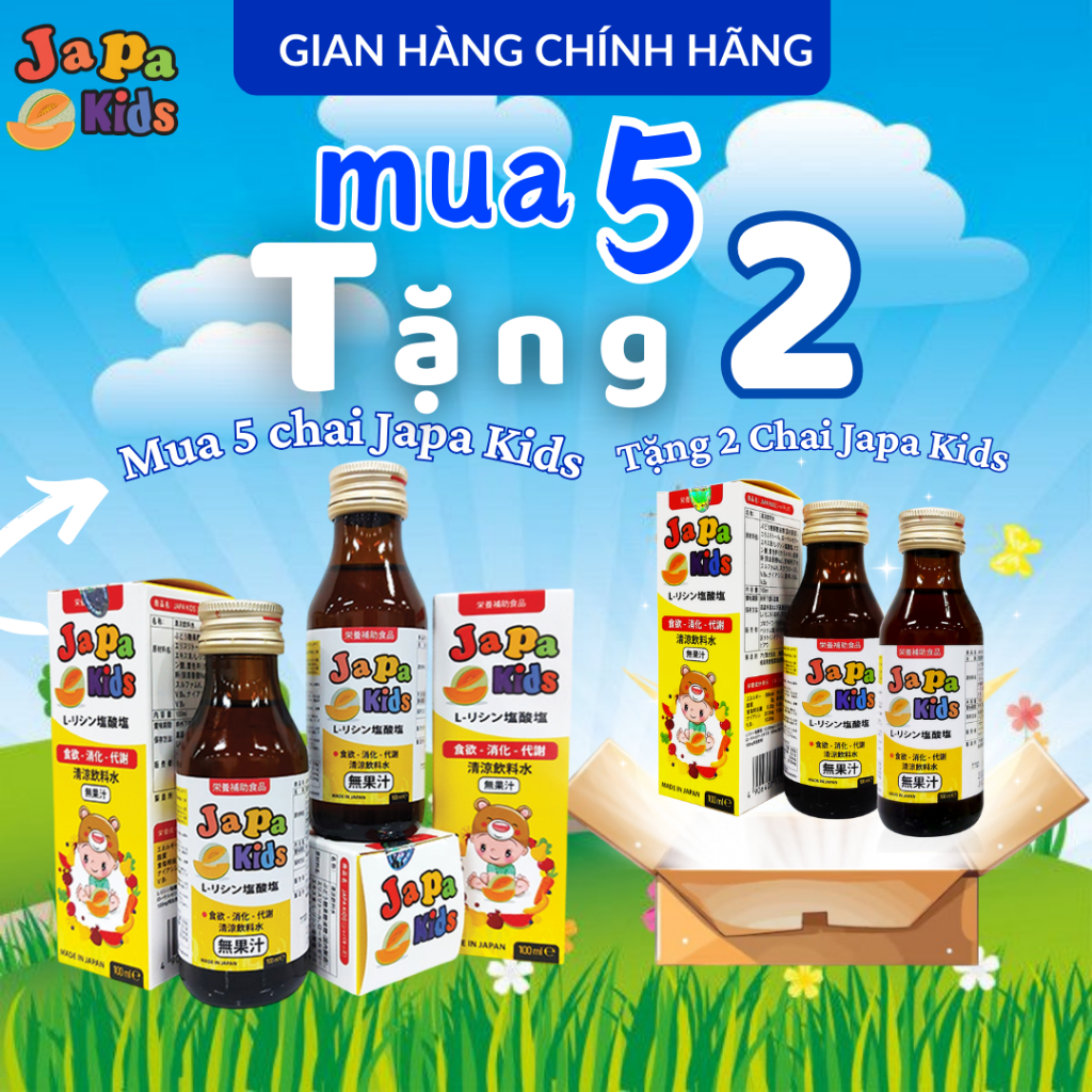 [ Combo 5 Tặng 2 ] Siro Japa Kids Chính Hãng Giúp Bé Ăn Ngon Tăng Cân và Chiều Cao Chai 100ml