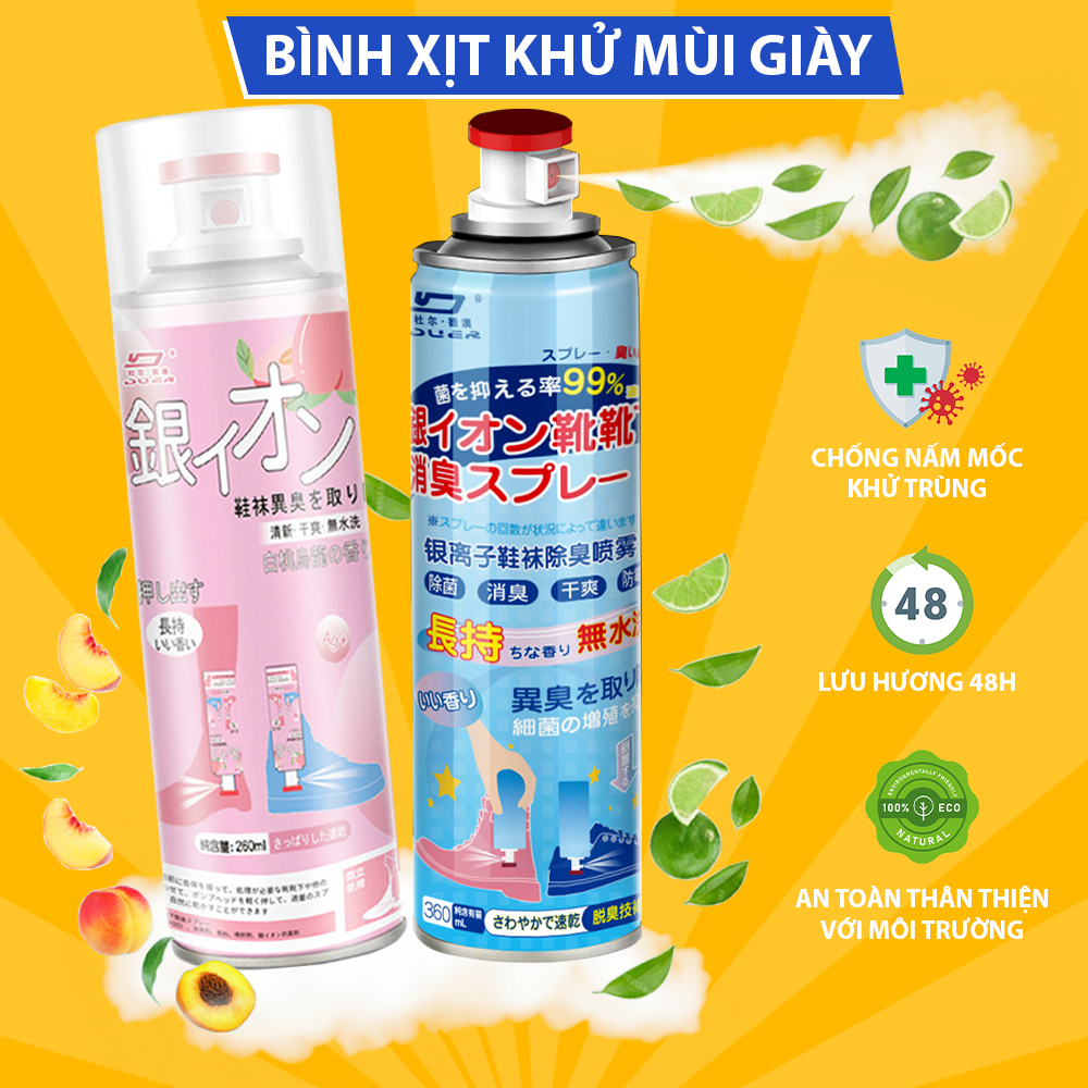 Chai Xịt Khử Mùi Giày Dép NaNo Bạc 260ml, Xịt Khử Mùi Hôi Chân Nano Ngăn Ngừa Hôi Chân Hiệu Quả