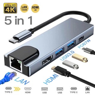  Bộ HUB chuyển đổi 5 trong 1   6 trong 1   3 trong 1   Hub Type C sang HDMI USB 3.0 rj45 LAN 4K   Bộ chuyển đổi vỏ nhôm 