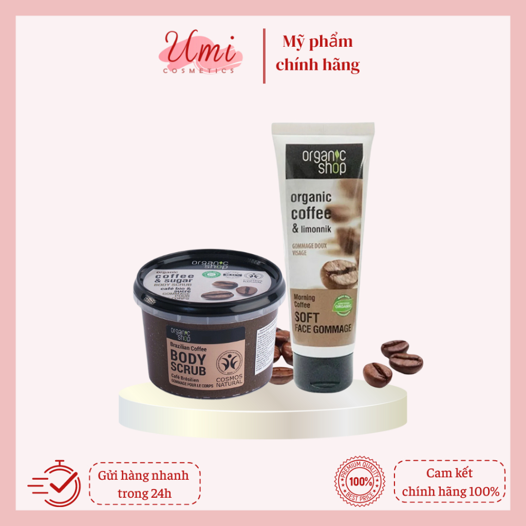 Tẩy da chết cafe Organic shop body và face