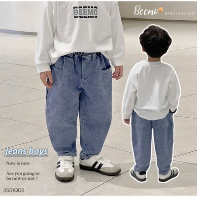 Quần baggy jean Beemo bé trai kiểu dáng baggy chất liệu jean co giãn mặc đi học, đi chơi cho bé từ 9-24kg 4551QDB