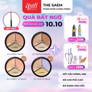 Che Khuyết Điểm Triệt Sắc The Saem Cover Triple Pot Concealer 3 ô 4.5g CKĐ Quốc Dân Siêu Dễ Dùng