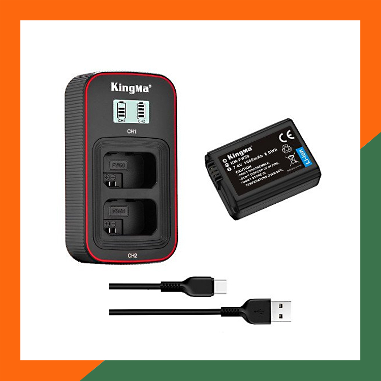 Bộ 2 Pin + Sạc Đôi Kingma NP-FW50 Dùng Cho Máy Ảnh Sony | BigBuy360 - bigbuy360.vn