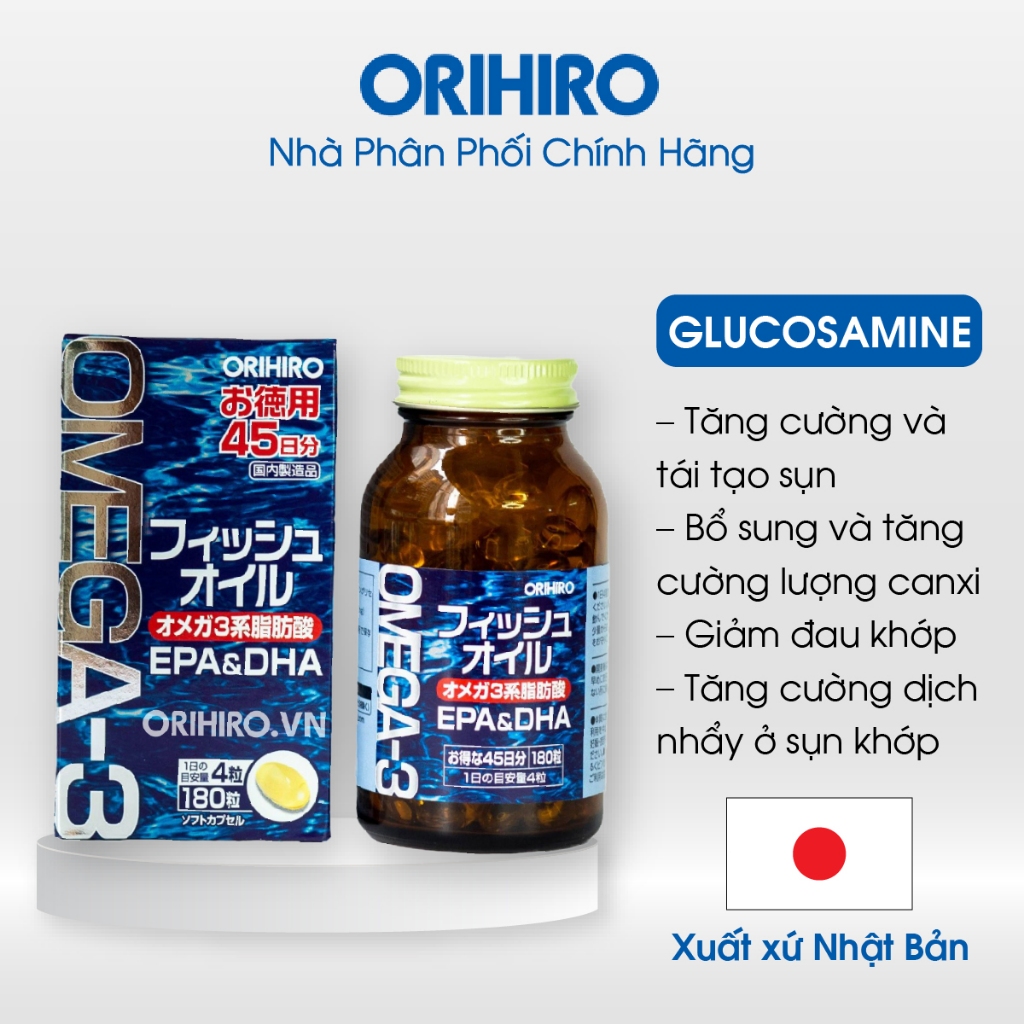 Viên uống dầu cá omega-3 hỗ trợ tim mạch Orihiro 180 viên - NPP Chính Hãng Orihiro