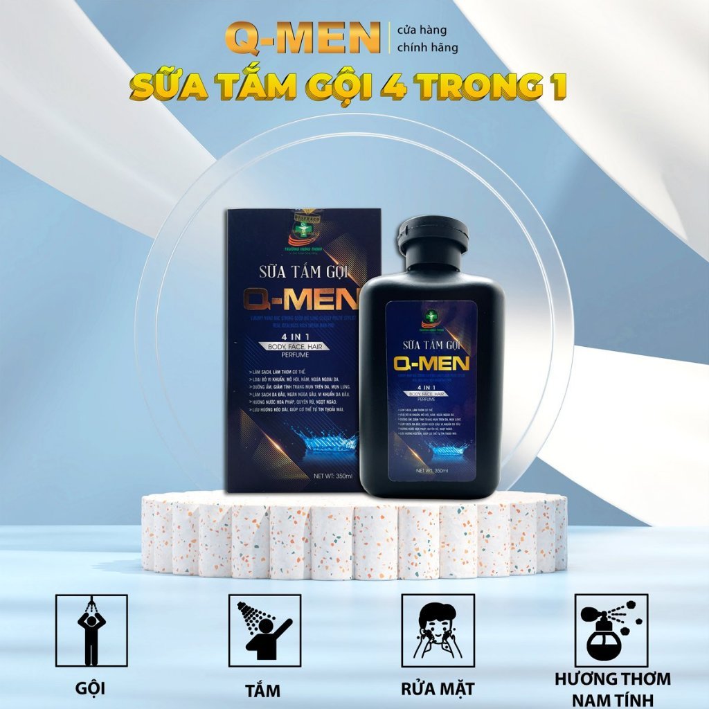 Sữa Tắm Gội Toàn Thân 4IN1 QMen 350ML Hương Nước Hoa Cao Cấp Dành Cho Nam Giới Và Dung Dịch Vệ Sinh Nam Q - Men 150ML.