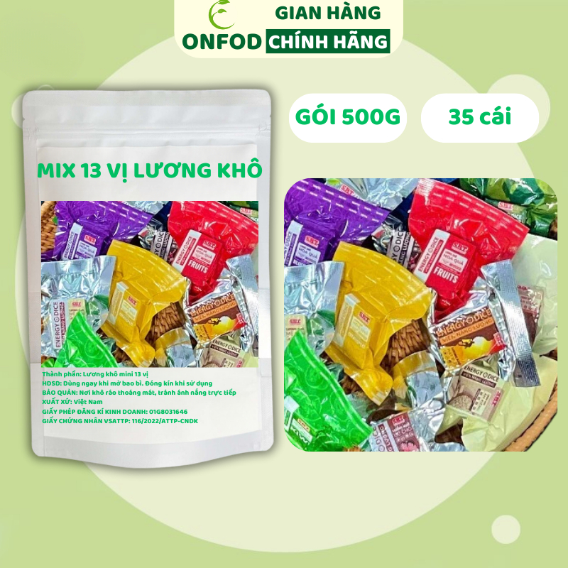 Lương khô mini mix 13 vị dinh dưỡng SBT ONFOD ăn kiêng giảm cân healthy eat clean gói 500g