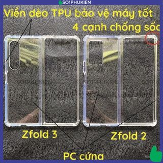 Ốp lưng Samsung Galaxy Z Fold 3 /Z Fold 2 (ZFold 3/ 2) viền dẻo tpu lưng pc trong suốt, chống sốc bảo vệ toàn diện