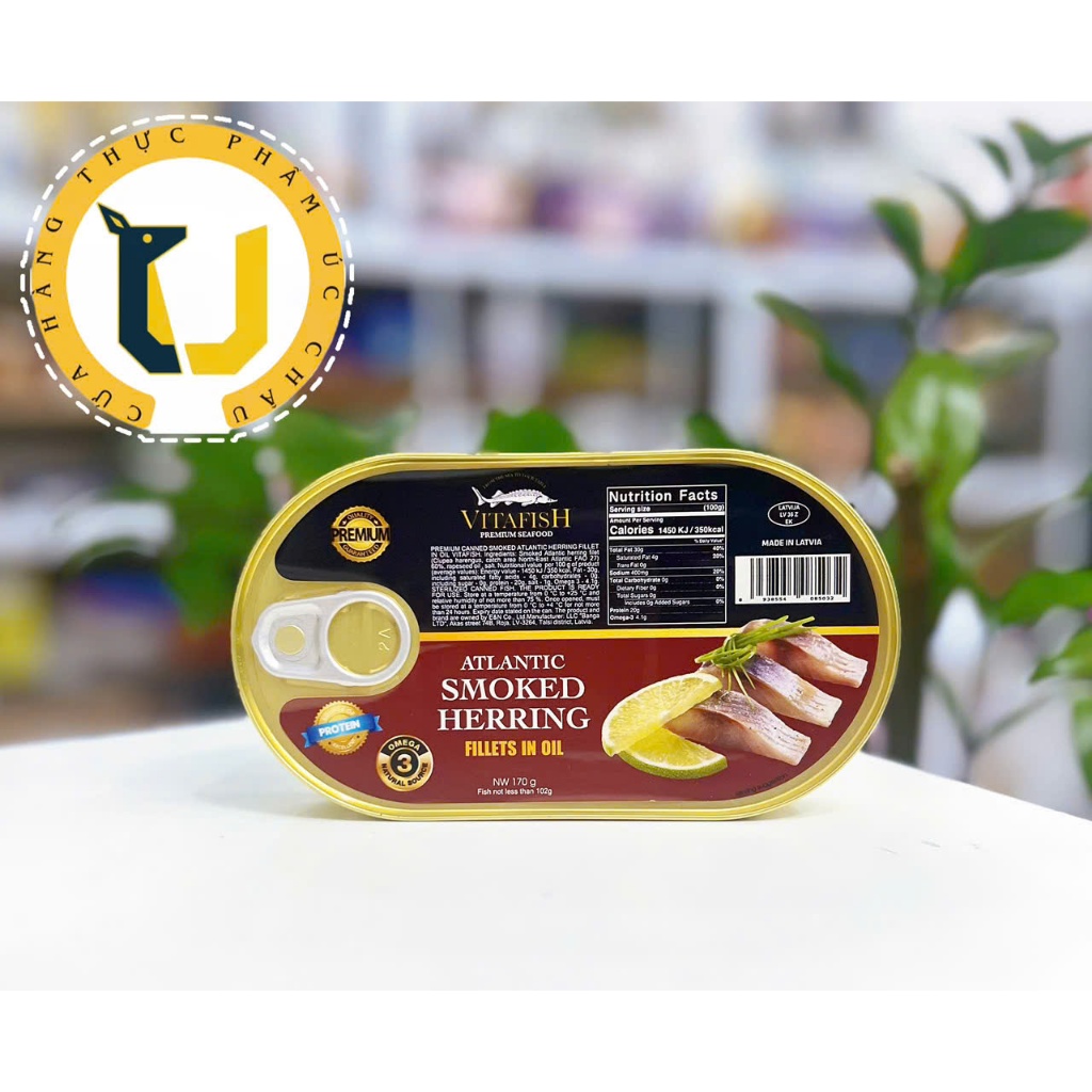 Cá Trích Atlantic xông khói phi lê ngâm dầu đóng hộp thương hiệu VITAFISH Atlantic SMOKED HERRING fi