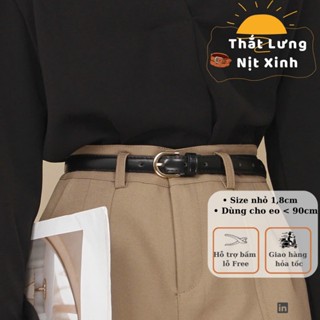 Thắt lưng da nam nữ đai váy nữ dây nịt mặt chữ U bản nhỏ 1,8cm da xịn dày dặn phối blazer, đầm thời trang trendy 3