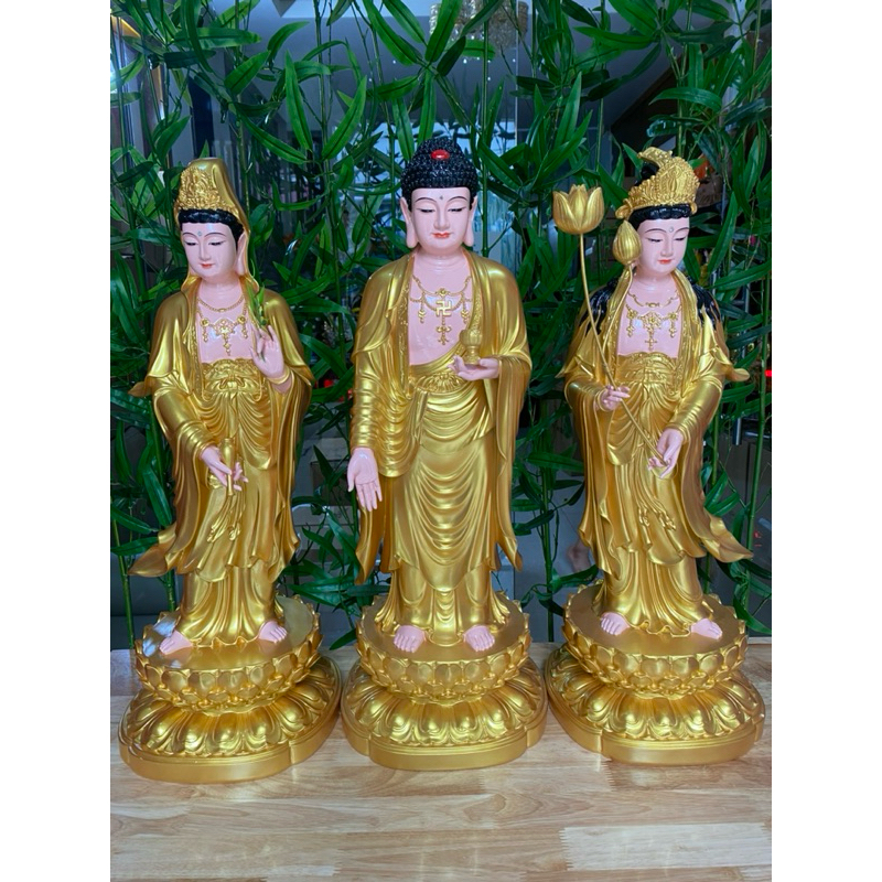 Bộ tượng Tây Phương Tam Thánh 70cm Composite