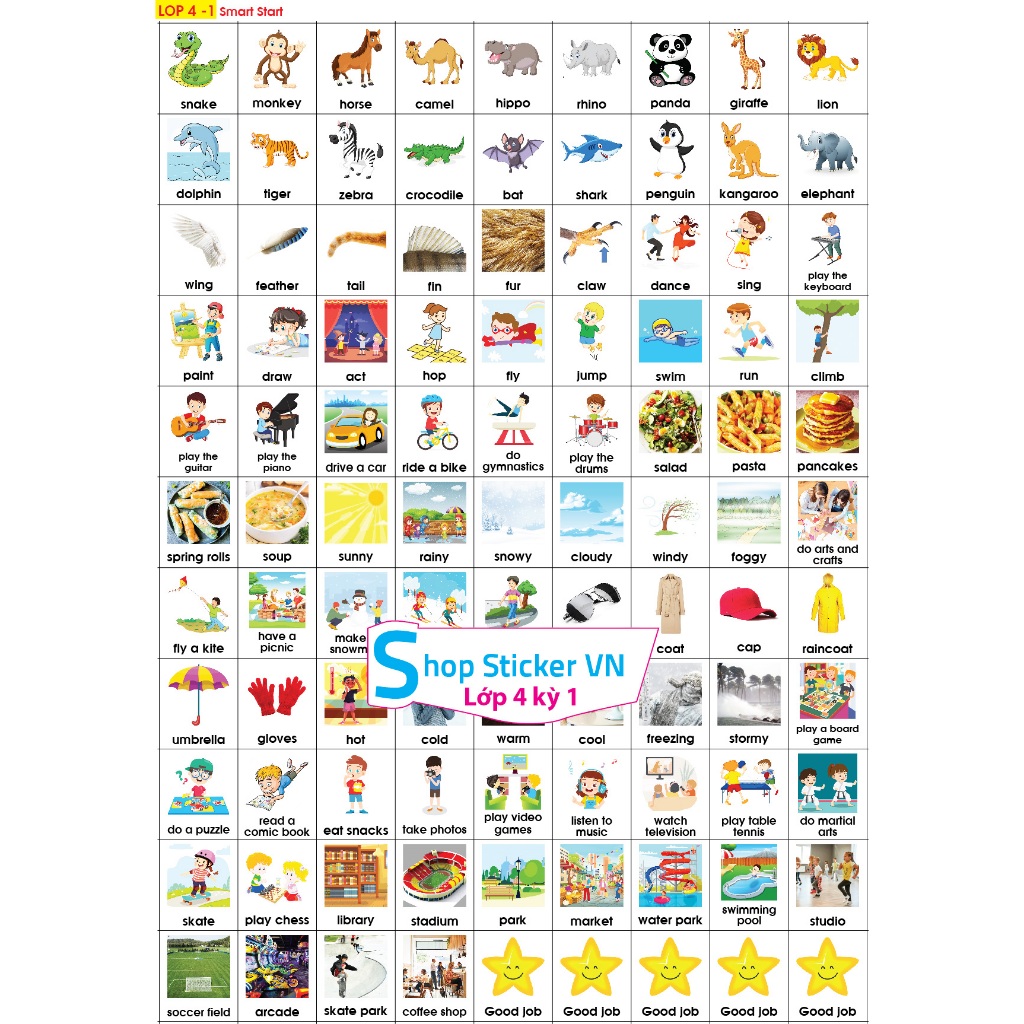 Trọn bộ sticker tiếng anh lớp 4 - Smart Start 4