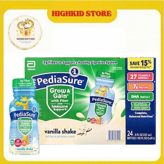  Mẫu mới - Thùng 24 chai Sữa Pediasure nước Vani DHA Fiber 237ml Mỹ - Date mới 
