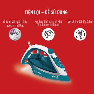 Bàn là hơi nước tefal easygliss plus fv5737 công suất 2500w made in france, bảo hành 2 năm