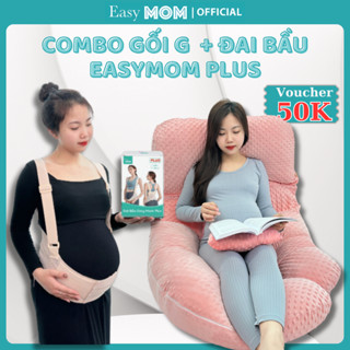 Combo Gối Chữ G Cho Bà Bầu Vỏ Nhung Mềm Mịn và Đai Nâng Đỡ Bụng BầU Easymom Plus Mới Nhất