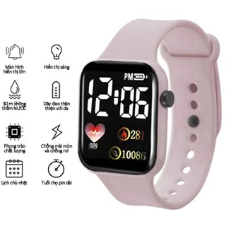 Đồng hồ thời trang cặp đôi Quảng trường Đồng hồ điện tử LED Dây đeo cao su thoải mái Màn hình cảm